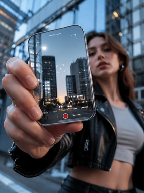 TITANSHIELD Mirror Edition, woman holding the seashell-pattern mirrored power bank at the beach | grantclassic