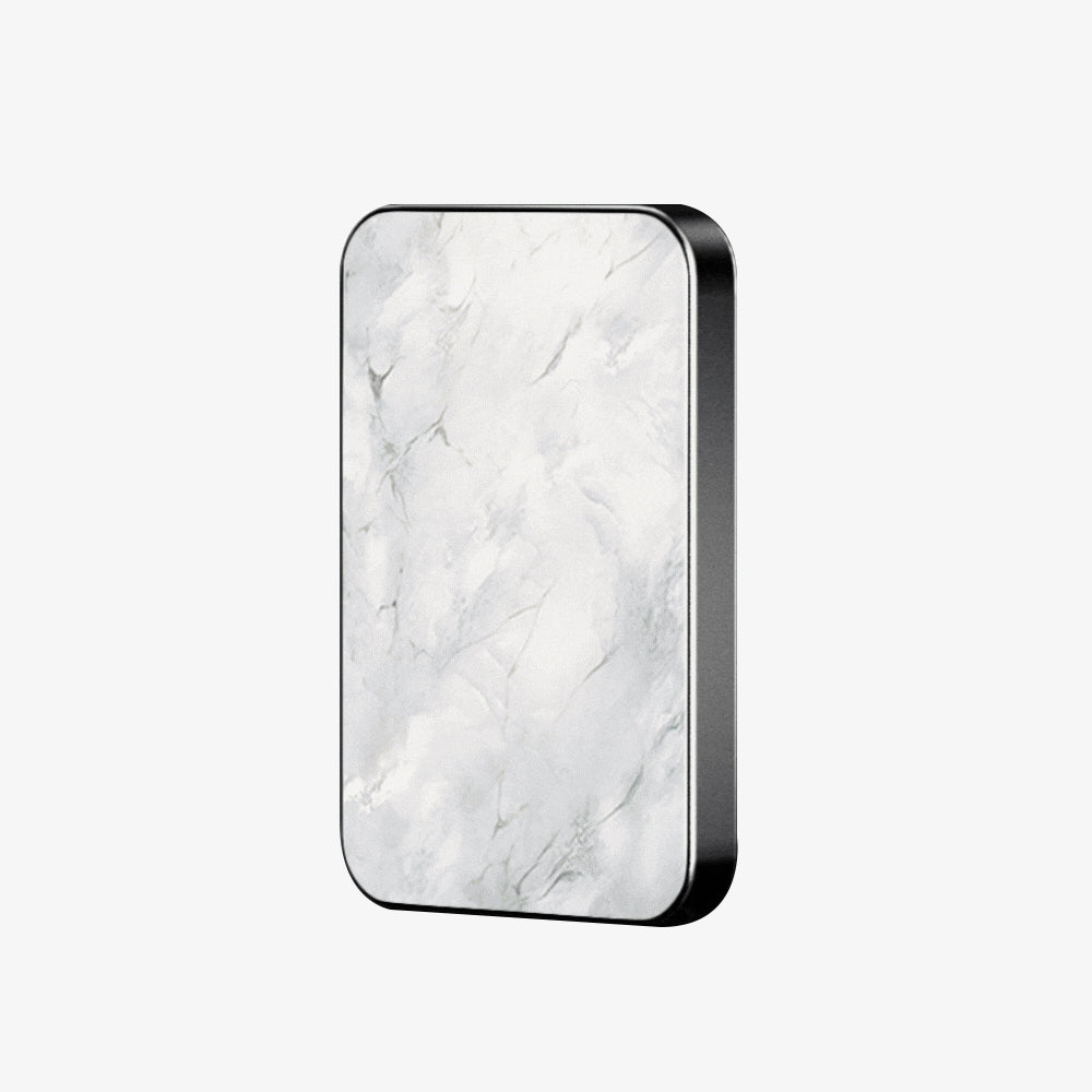 TITANSHIELD Solid-State Power Bank, Marble White Design Edition front view | grantclassic