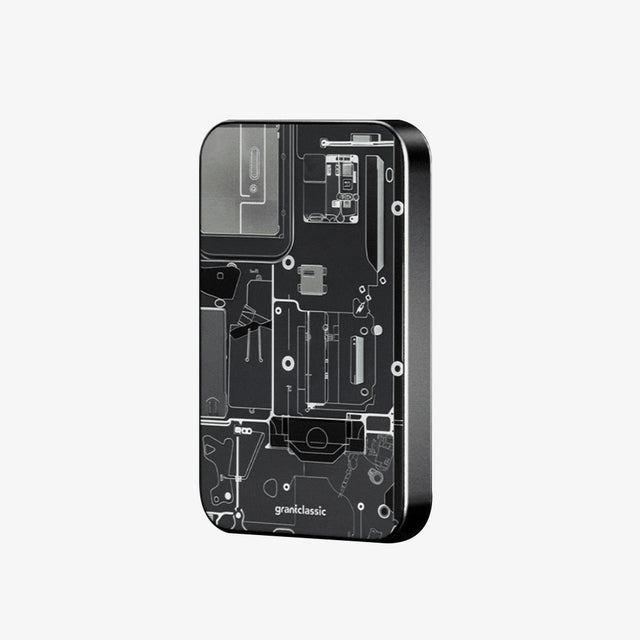 TITANSHIELD Solid-State Power Bank, Mecha Black see-through Design Edition front view | grantclassic