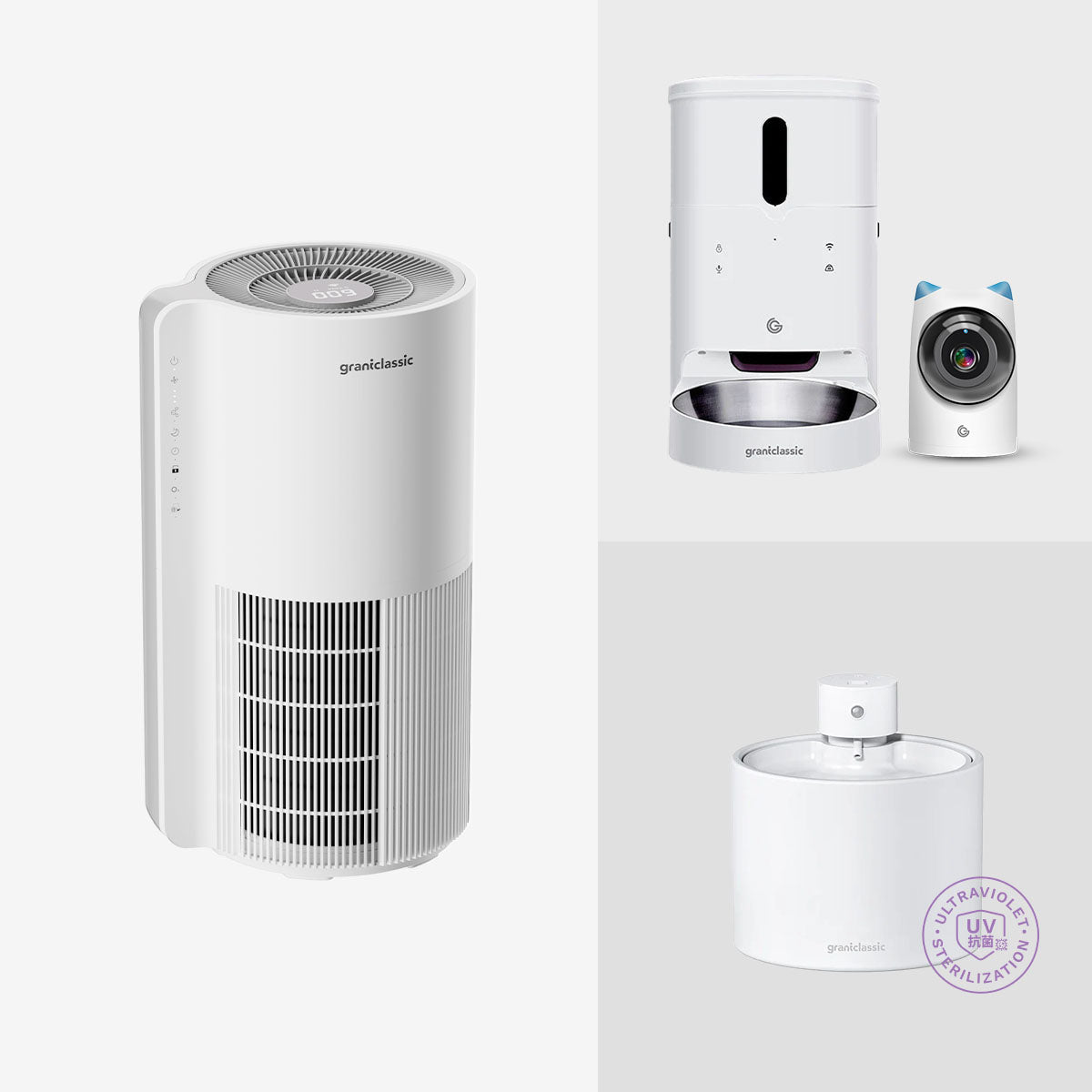 [Pet Bundle, Top Spec] LuxAir Purifier + LuxNourish Feeder, Pet Cam Edition + AquaLux Fountain, UV - Image 1 | grantclassic