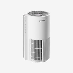 LuxAir pet allergen air purifier, front view of the white upright unit | grantclassic
