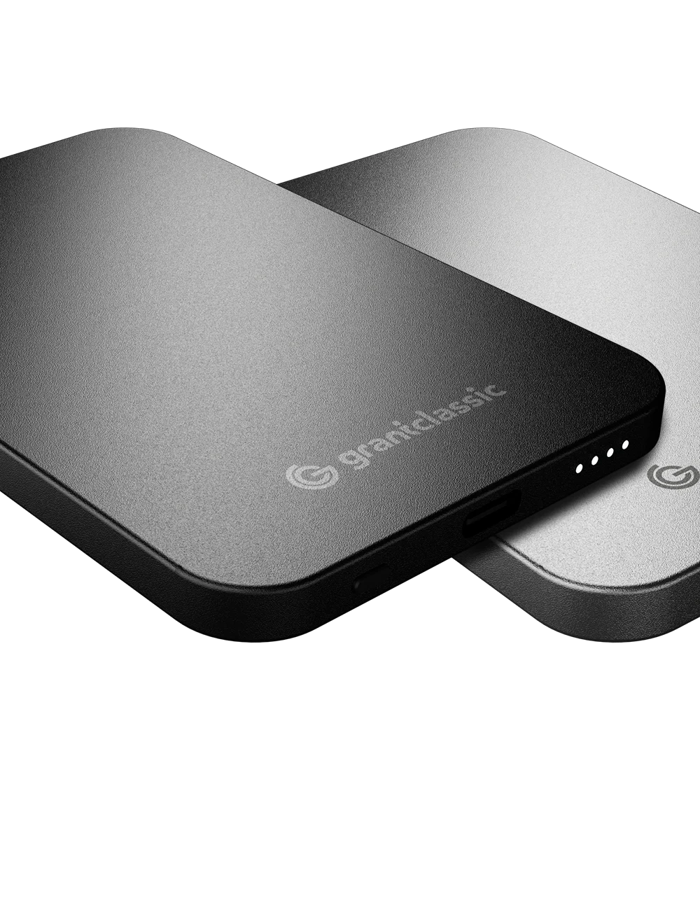 Close-up of the milled aluminum edge: Type-C port and magnetic contact area