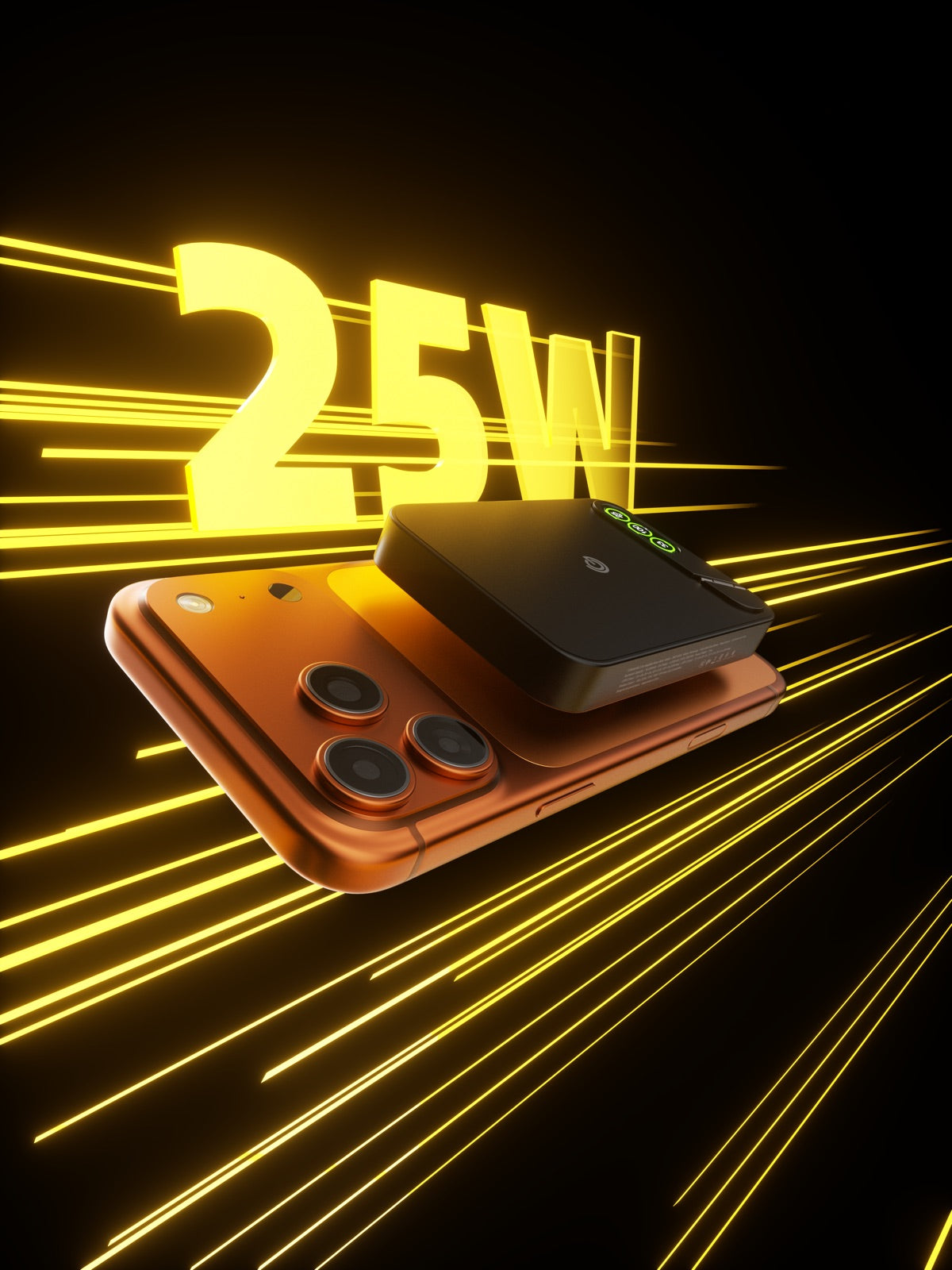 TITANSHIELD Pro charging a phone wirelessly at 25W
