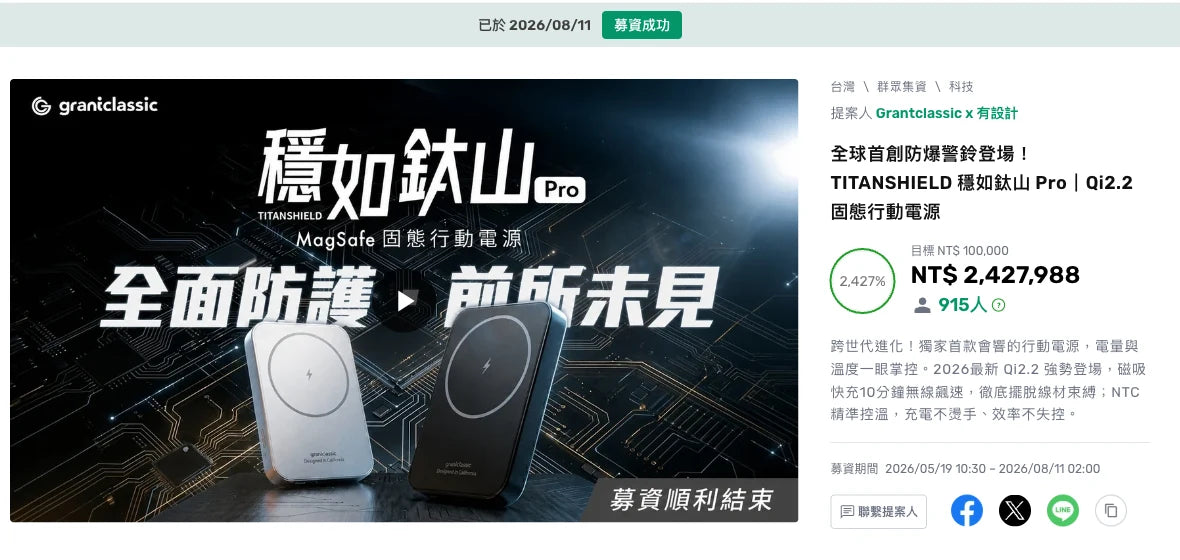 zeczec campaign page: Pro, about $76,000 raised, 915 backers, 2,427% funded